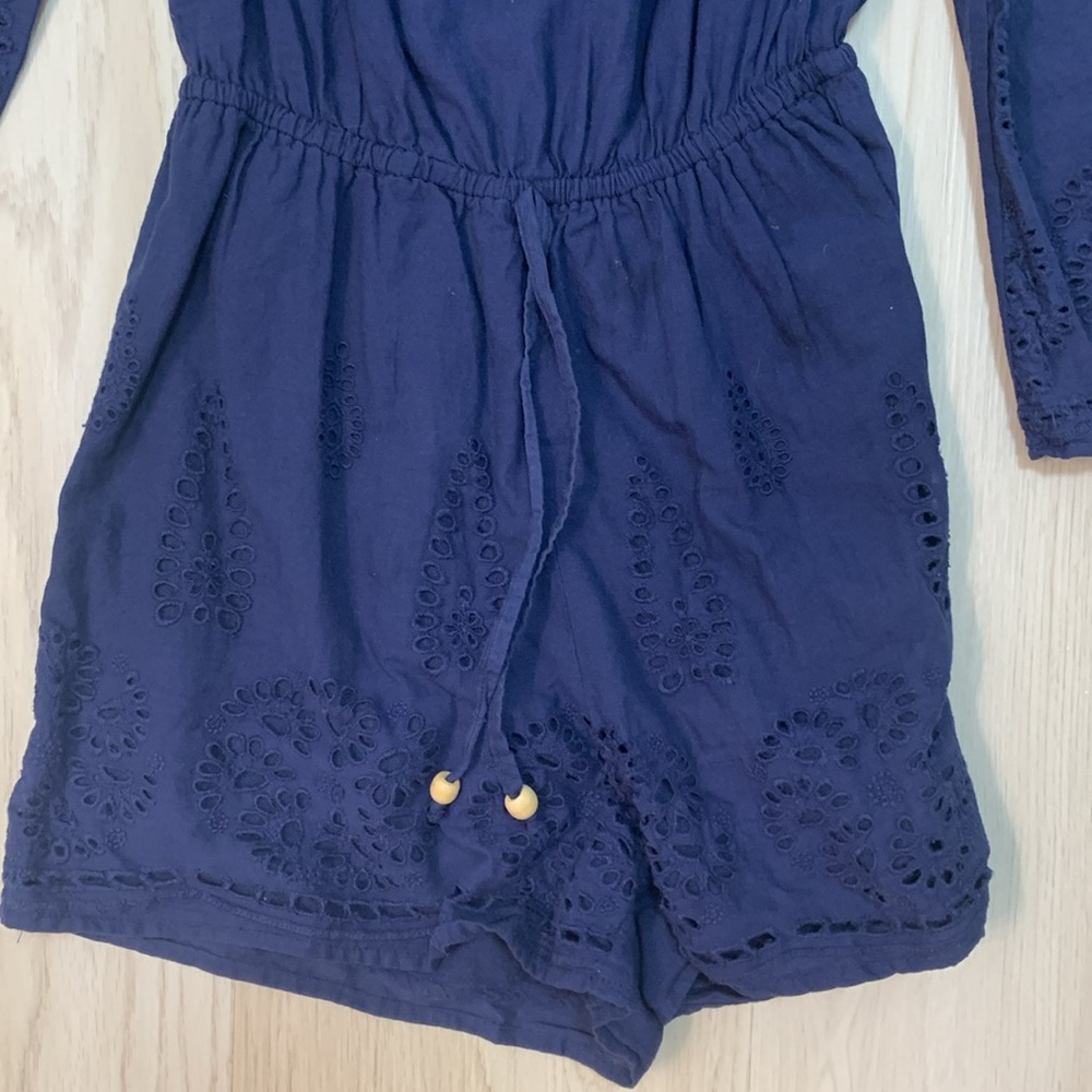 Rebellion girl’s long sleeved navy blue romper, size youth large. - Picture 2 of 4